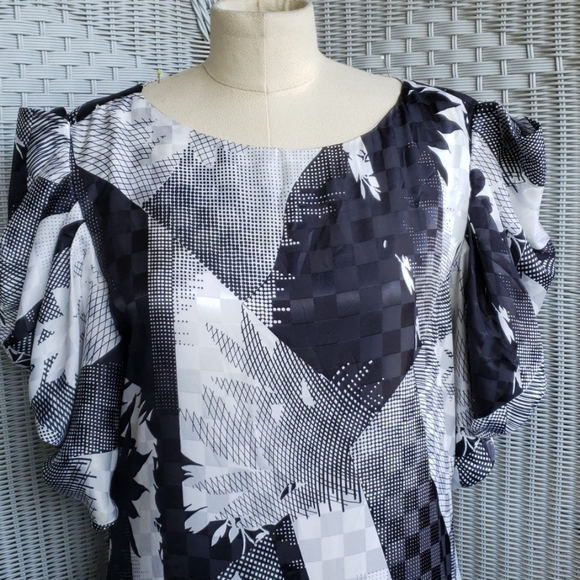 80s Pure Argenti flounce sleeve dress - Picture 2 of 8